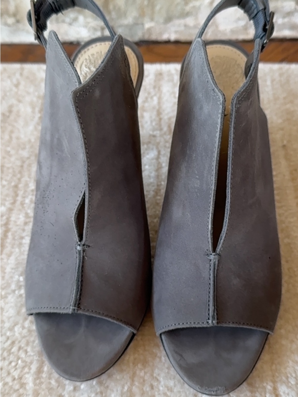 Vince Camuto Gray Open-Toe Slingback Heels